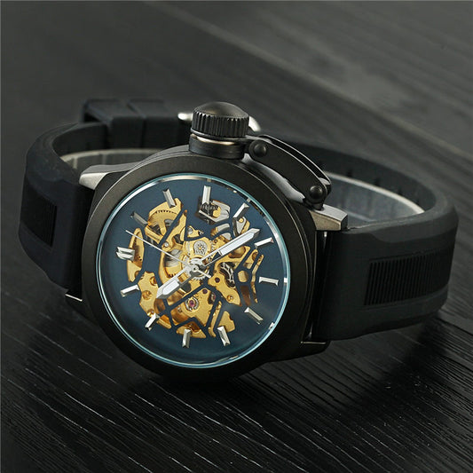 Men's mechanical watch automatic silicone strap fashion casual sports men's watch