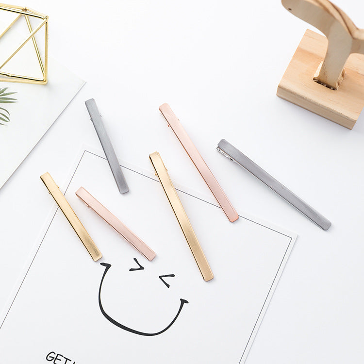 Metal Brushed Simple Word Duckbill Clip Liu Seaside Clip Top Clip