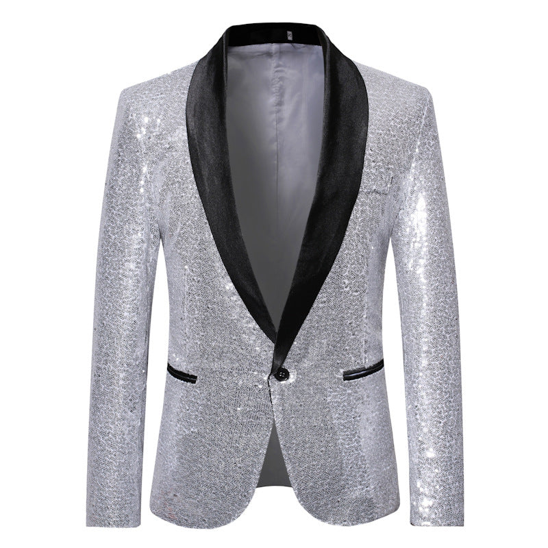 Men's Personality Solid Color Sequins Show Suit Jacket
