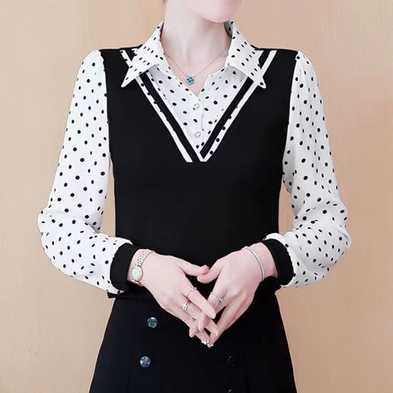 Fake Two-piece Student Base Shirt Plus-size Top