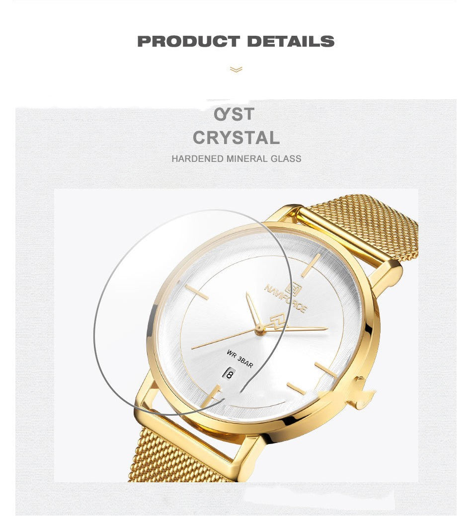 Mode Enkel Kalender Vandtæt Quartz Ur