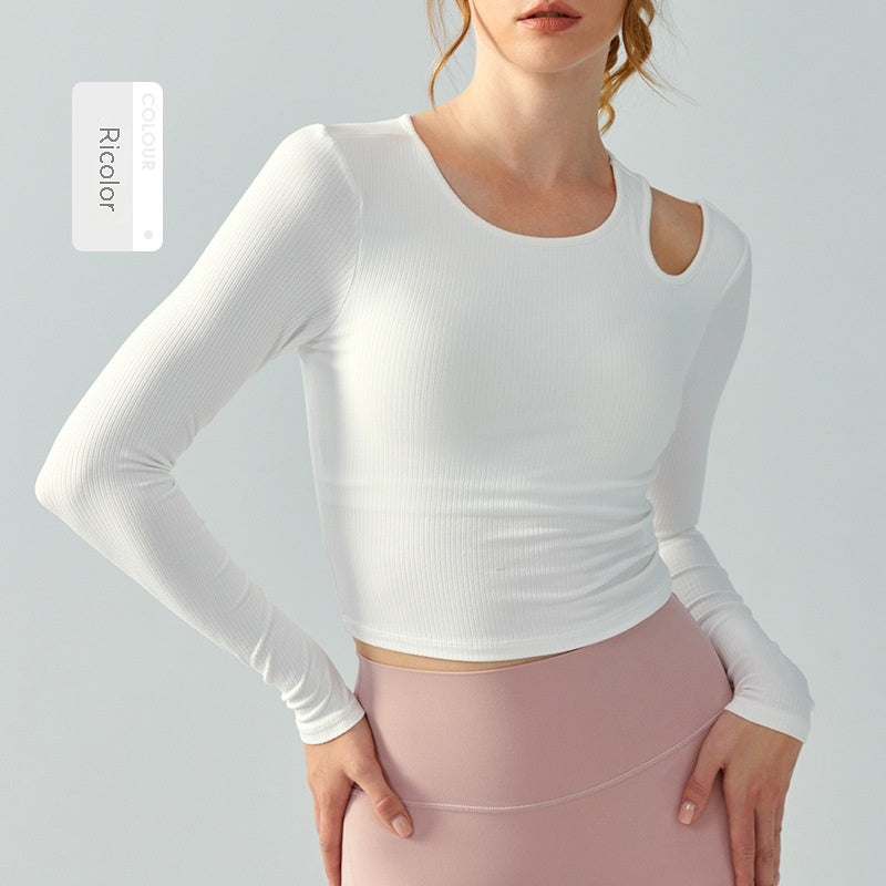 Slim-fit Yoga Wear Long Sleeve Women's Chest Pad Running Aerobics Workout Clothes Top