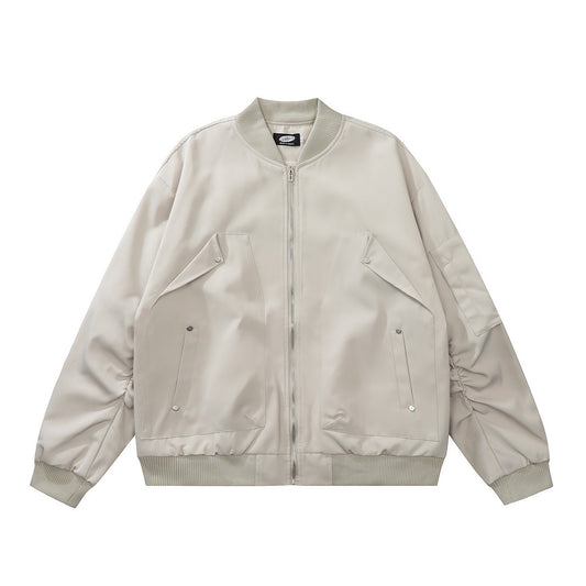 Men's Design Sleeves Pleated Fashion National Fashion Loose Baseball Uniform Jacket