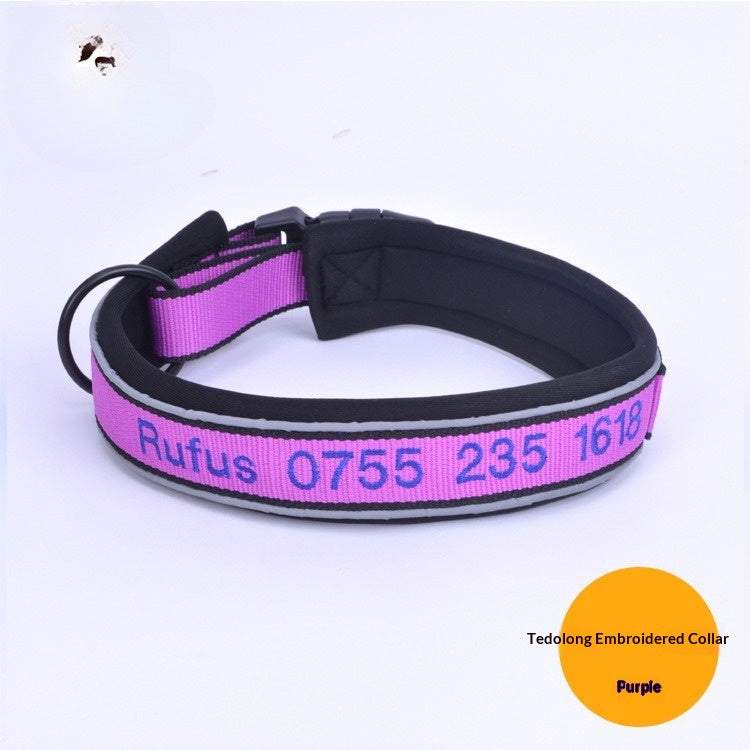 Personalized Embroidered Soft Dog Collar With Anti-Lost Feature