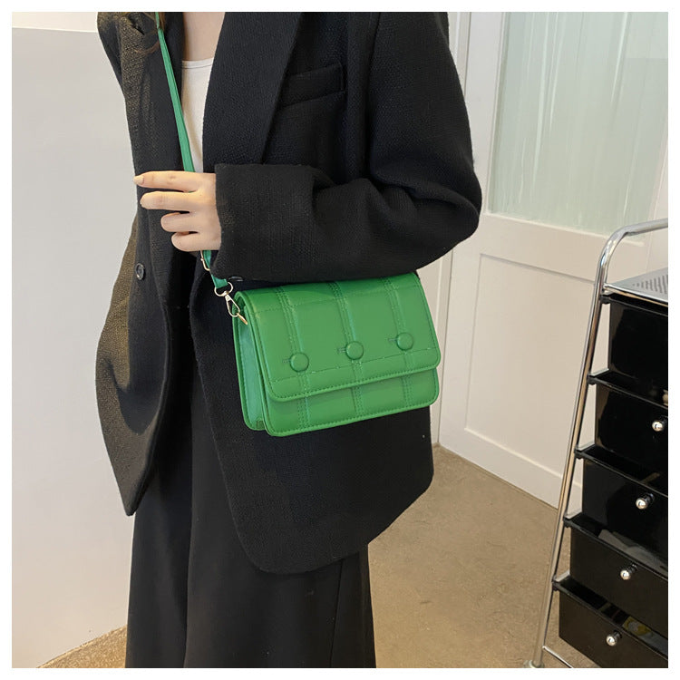 Simple Shoulder Crossbody Solid Color Casual Line Pressing Small Square Bag