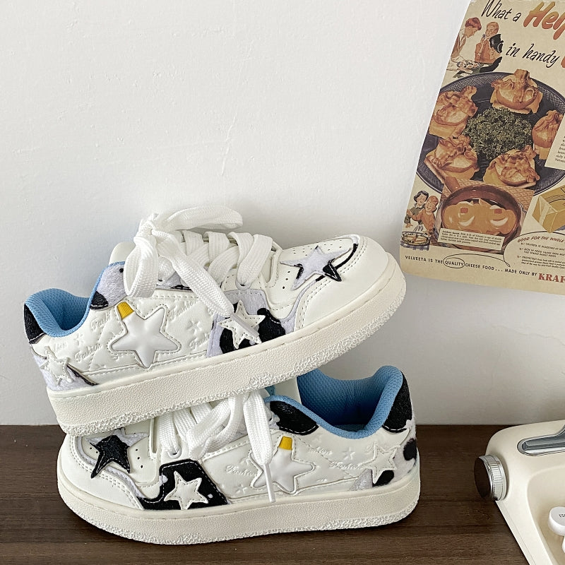 Cow Star Shoes Couple Casual Platform Sports Board Shoes