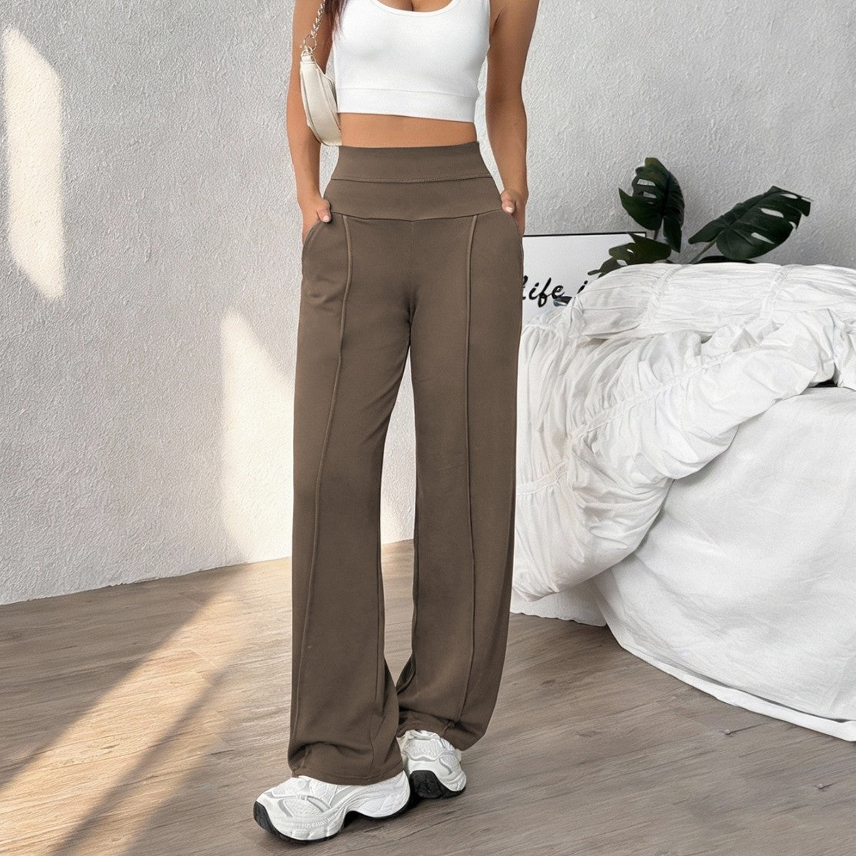Womens Straight-leg Athletic Pants Loose-fitting Quick-dry Workout Wear