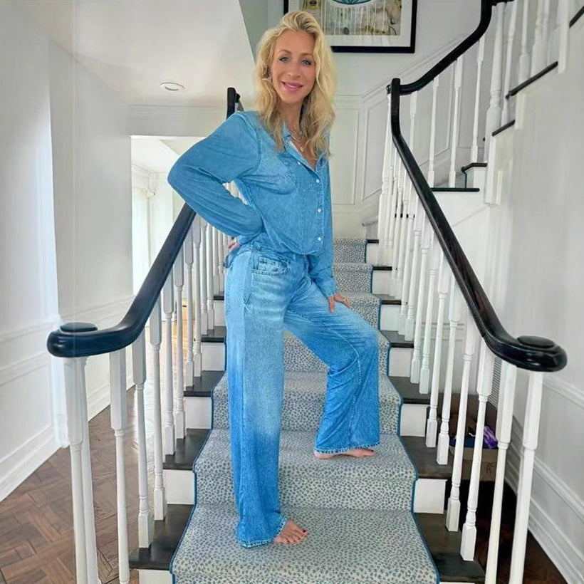 New Stylish Casual Womens Denim Two-piece Set