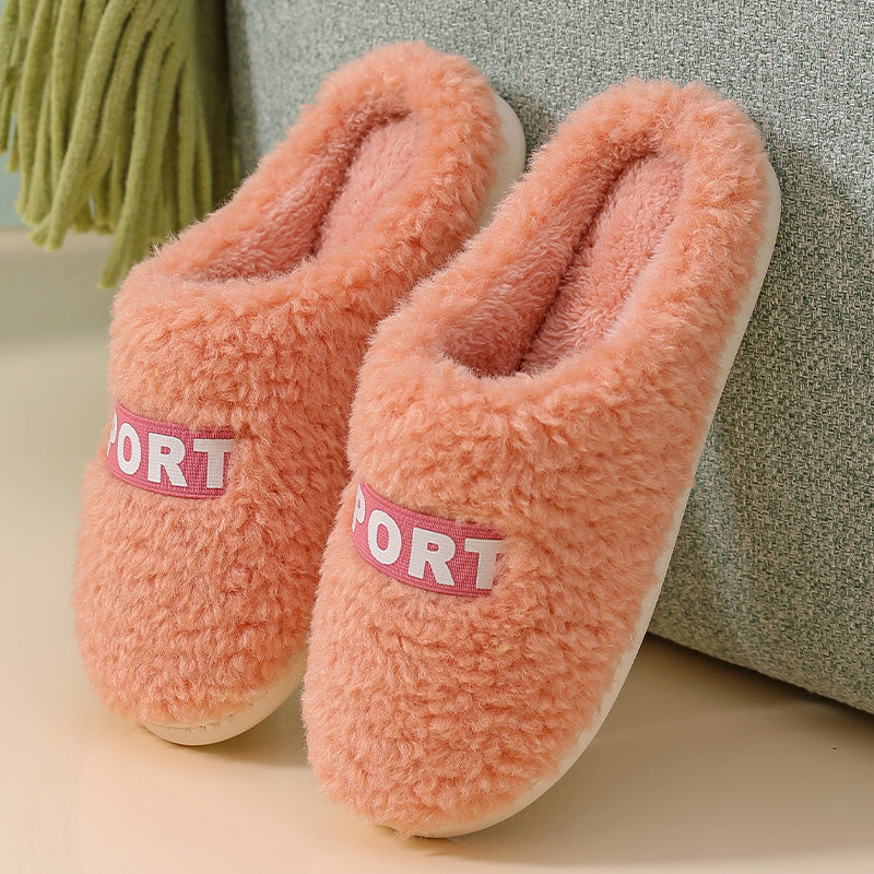 Fashion Warm Non-slip Thick-soled Couple Plush Slippers