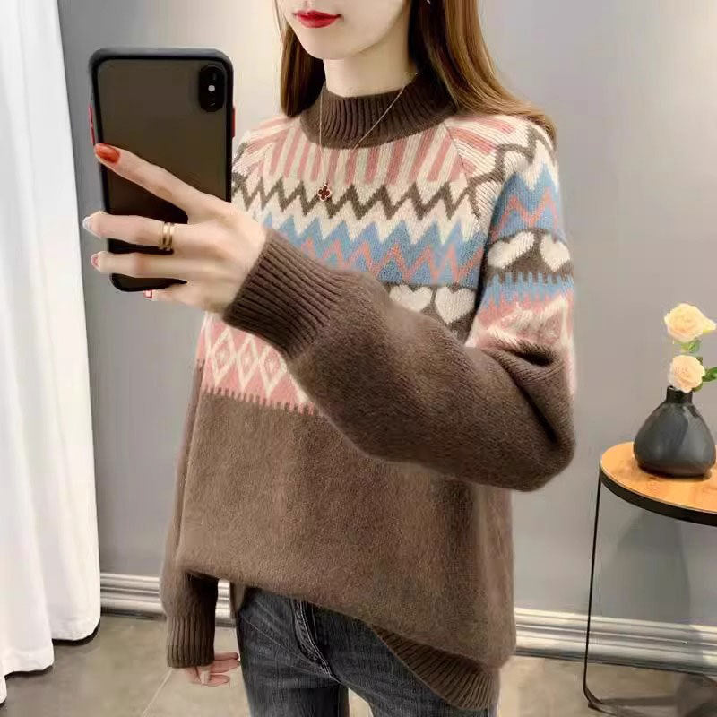 4 Autumn And Winter New Jacquard Inner Cashmere Sweater Thickened
