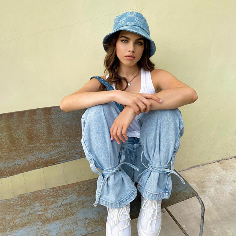 Women's New High-Waisted Skinny Jeans With Lace-Up Legs