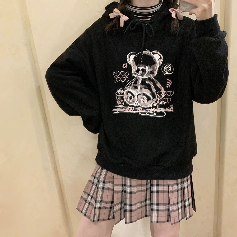 Female Sweet Cool Japanese Cute Graffiti Plush Sweater