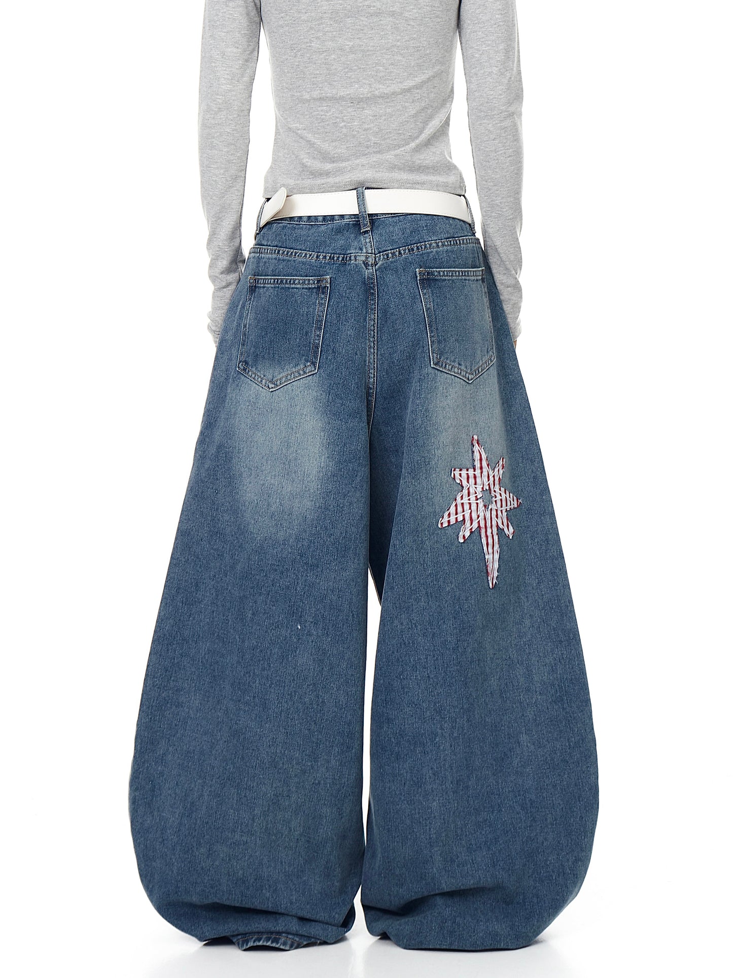 Retro XINGX Patch Machete Jeans Loose Wide Leg Pants