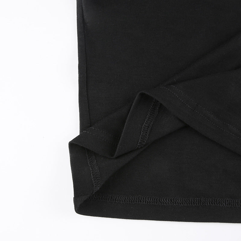 Fake Two Black And White Contrasting Temperament Square Neck Short Sleeves