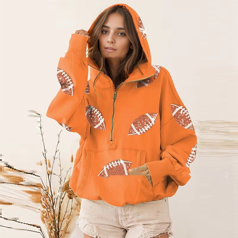Hooded Long Sleeve Kangaroo Pocket Women's Sweater