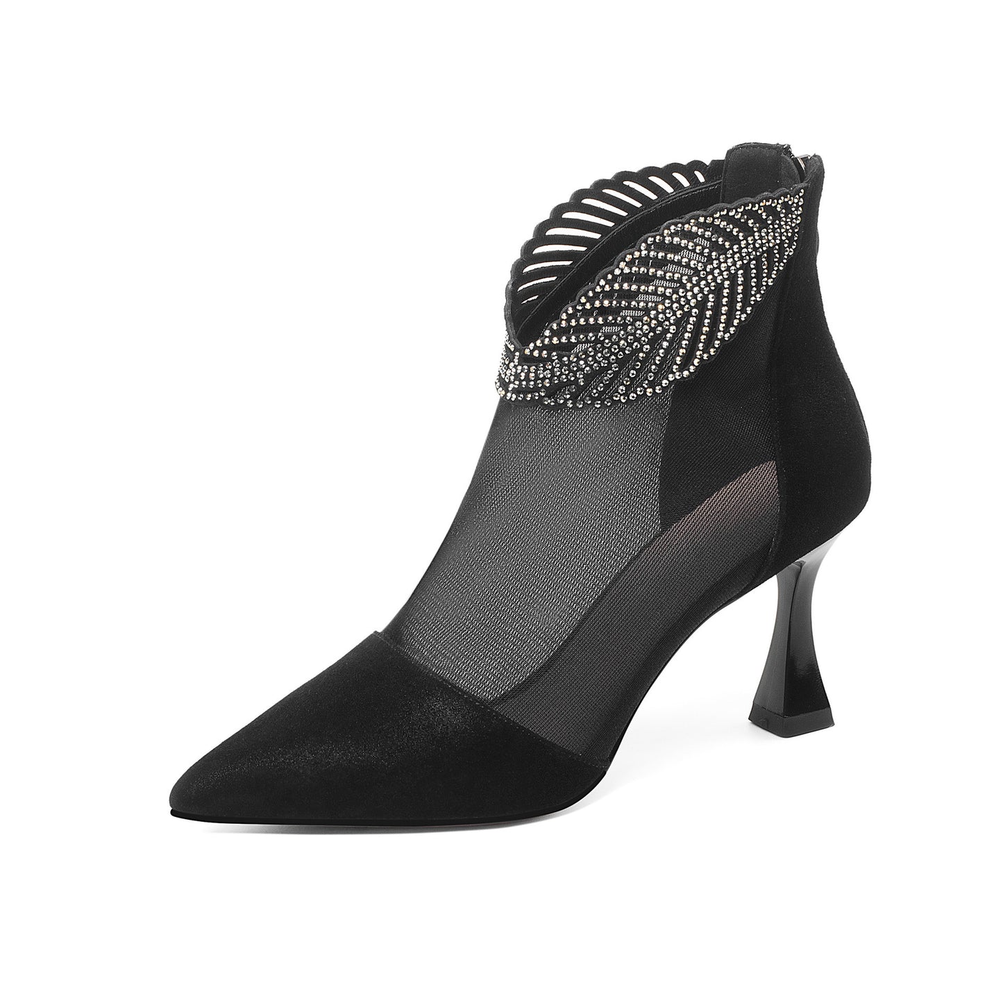 Pointed High Heel Back Zipper Single Shoes