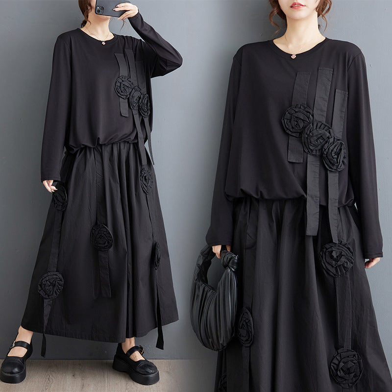 Autumn Fashion Set 3D Floral Two-piece Outfit