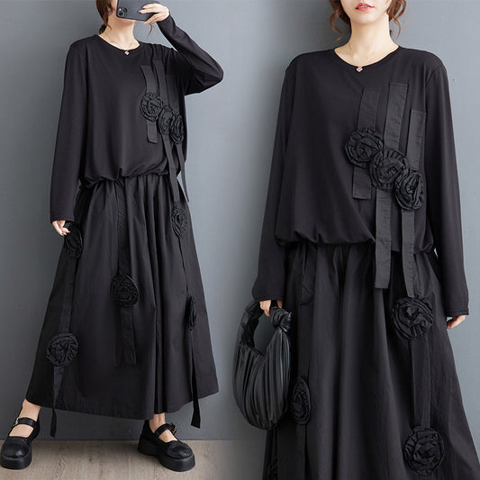 Autumn Fashion Set 3D Floral Two-piece Outfit