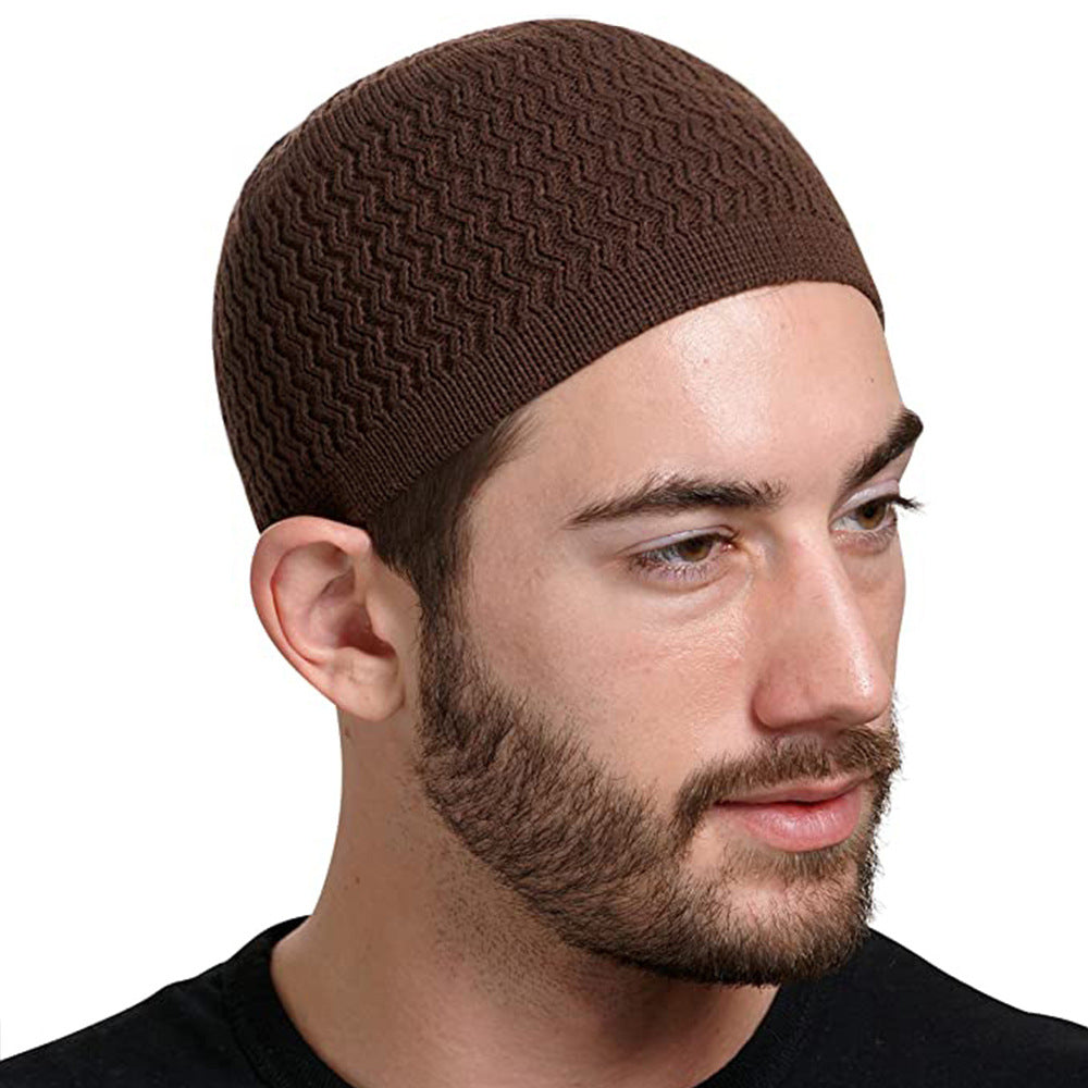 Men And Women Fashion Wave Jacquard Round Top Warm Woolen Hat