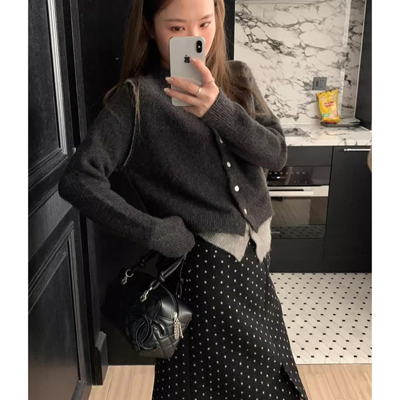 Autumn New Round Neck Slimming Casual Sweater Coat