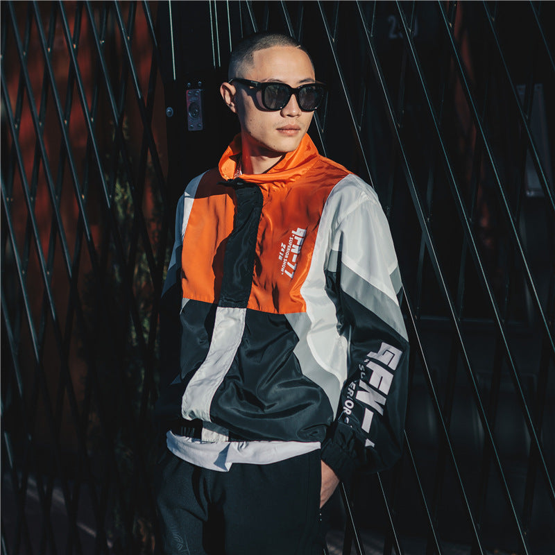 Contrast stitching loose windbreaker
