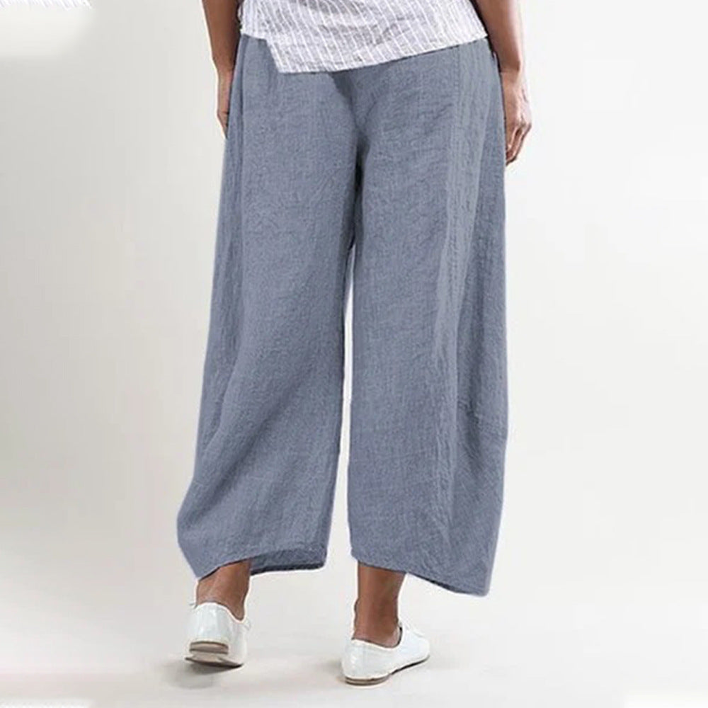 Women's Fashion Solid Color Loose Casual Wide Leg Pants Trousers