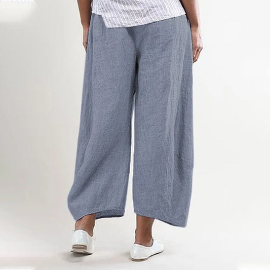 Women's Fashion Solid Color Loose Casual Wide Leg Pants Trousers