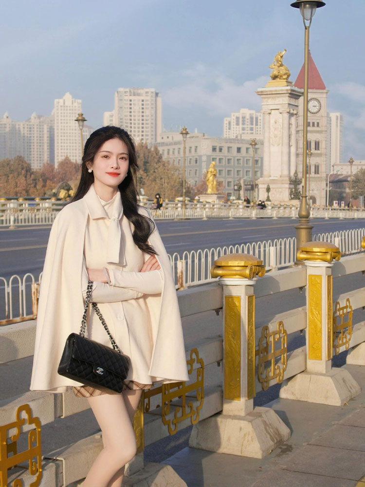 Classic Style Shawl Cape Woolen Coat Women's Autumn And Winter Examination