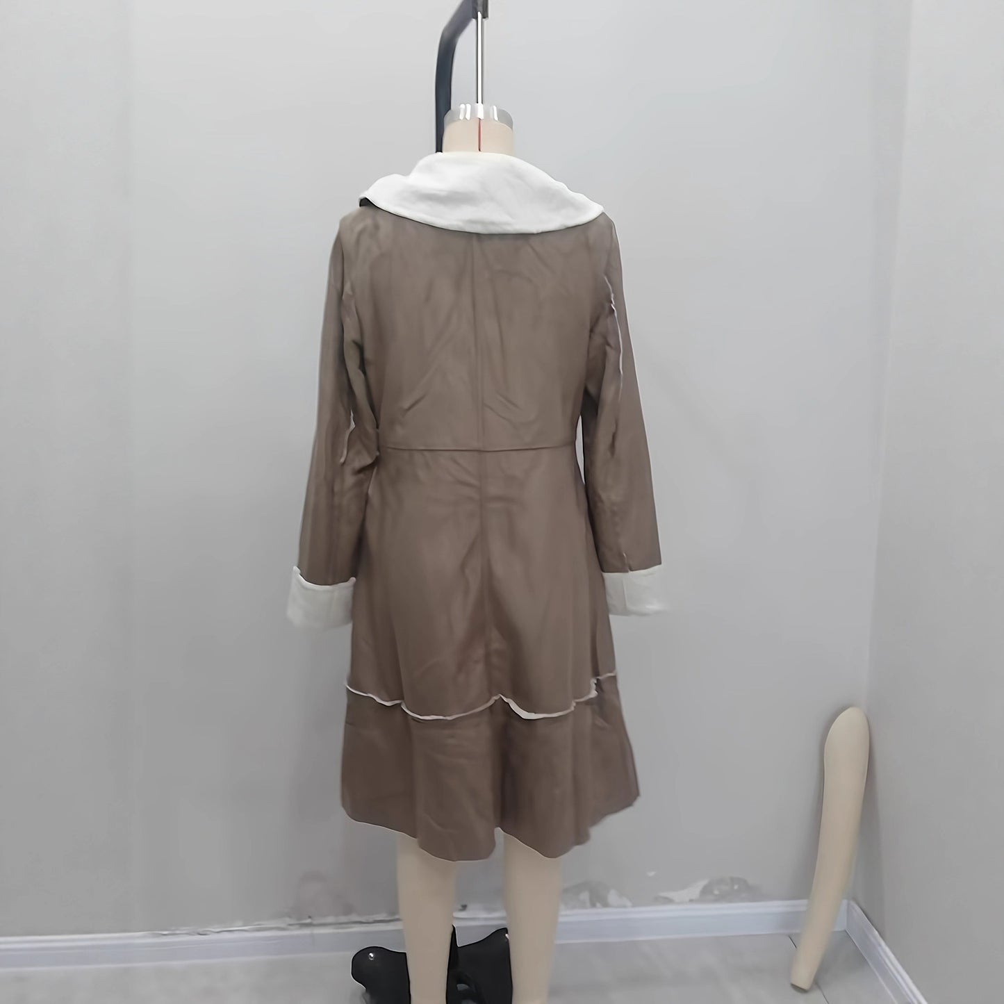 Women's Mid-length Fleece-lined Composite Velvet Warm Coat