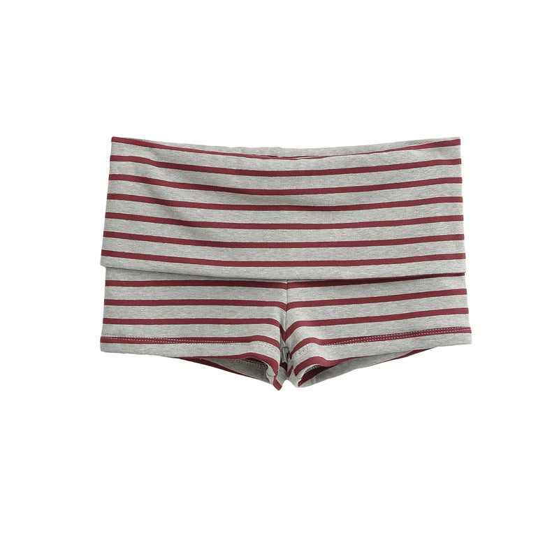 Summer Striped Contrasting Color Shorts Women