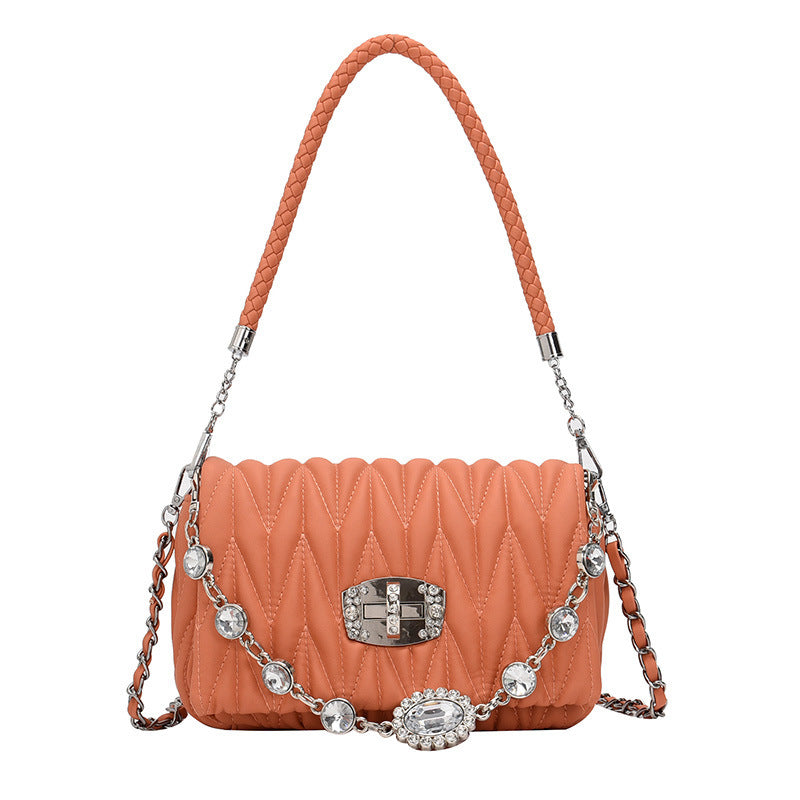 Mode Enkel Rhinestone Dame Ny Kæde Skuldertaske