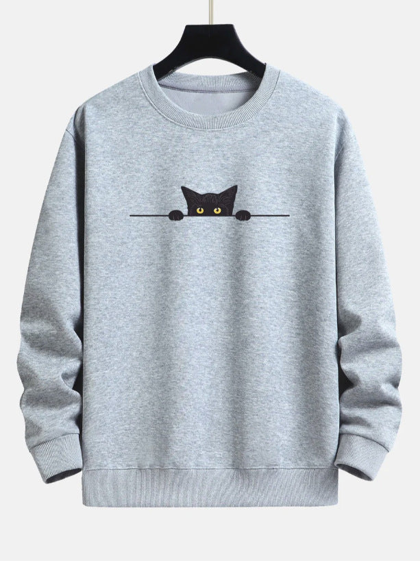 Creative Cat Print Cute Cat Round Neck Sweater