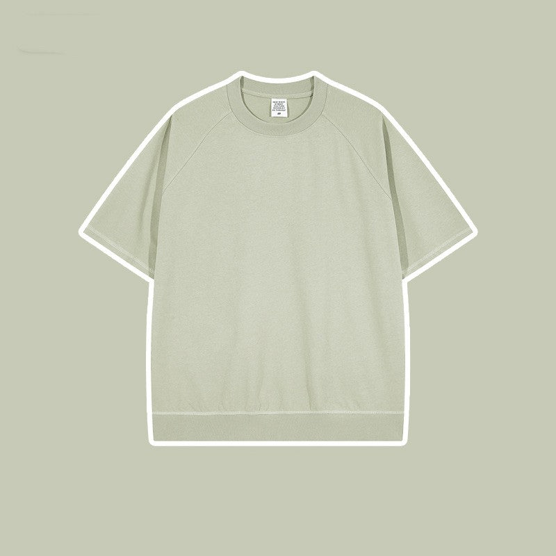 Bullhorn Sleeves Heavyweight White T Loose Short-sleeved European And American Retro High Street Tide T-shirt