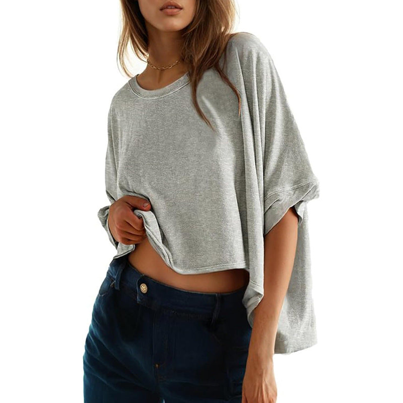 Women's Oversized Batwing Sleeve Twisted Short-sleeved T-shirt