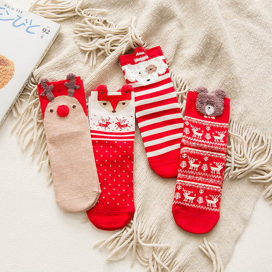 Colorful cotton red socks