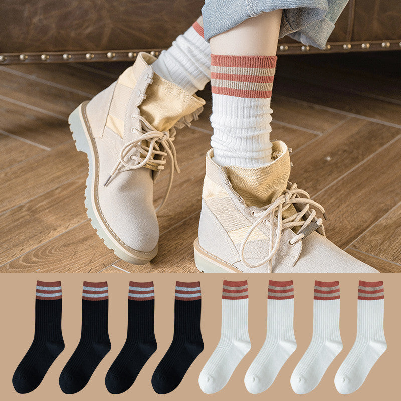 Cotton and velvet thick high-top socks