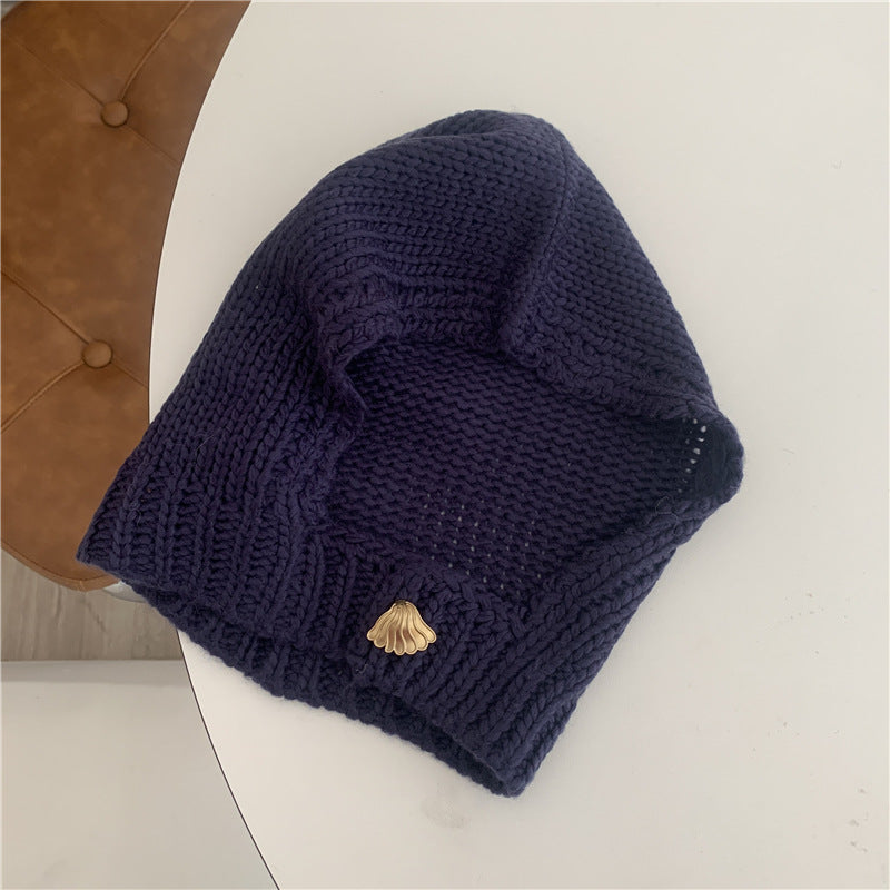 Hand-knitted Lace-up Solid Color Hat