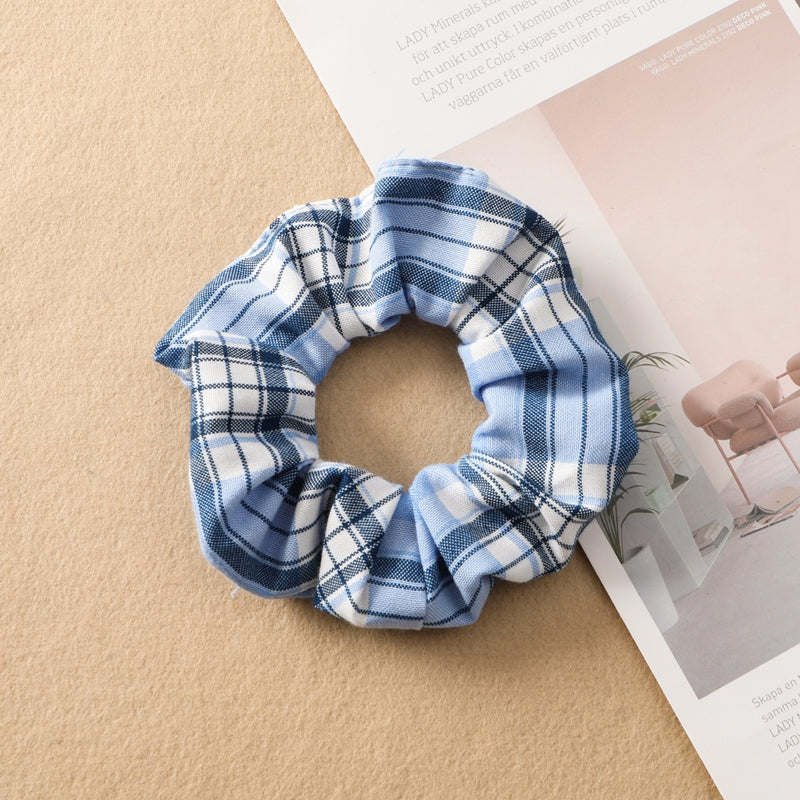 Plaid Print Large Intestine Ring Women's Hair Tie