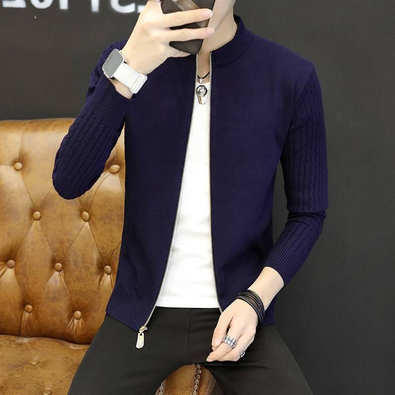 Spring And Autumn Jacket Men's Korean-style Slim-fit Knitted Cardigan Coat
