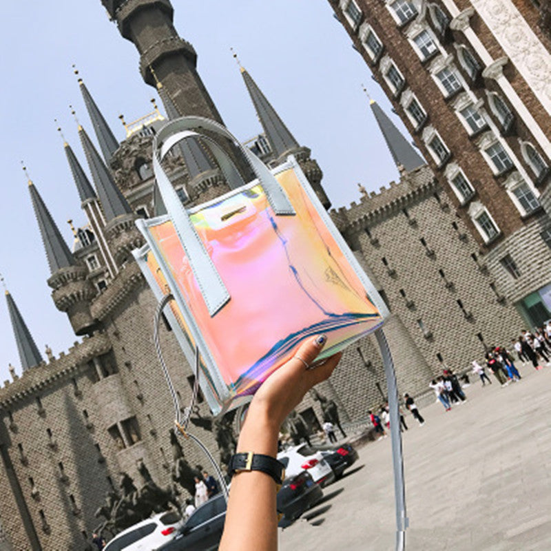 Transparent fashion jelly picture mother handbag