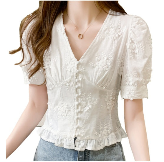 South Korea Dongdaemun Hollow Ladies Short Sleeve