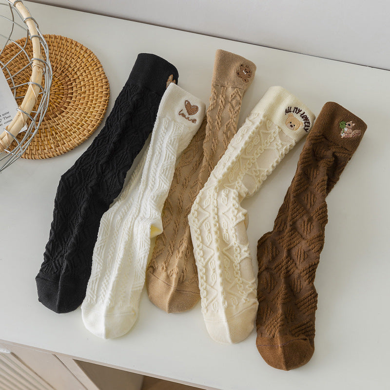 Stockings In Women's Stockings Embroidered With Reverse Yarn