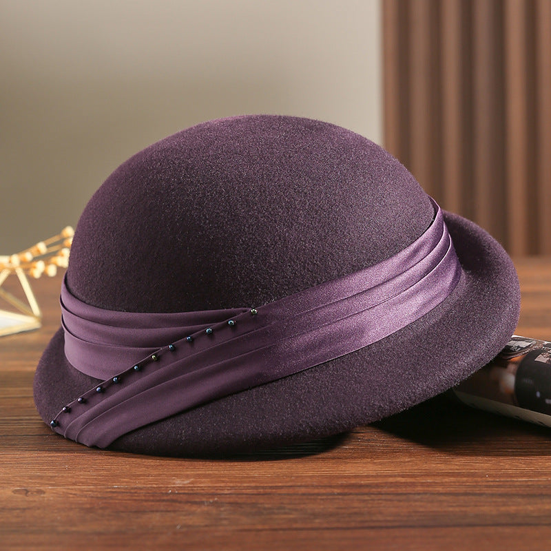 Women's Autumn And Winter Fashion All-match Face-looking Small British Wool Ptah Beret