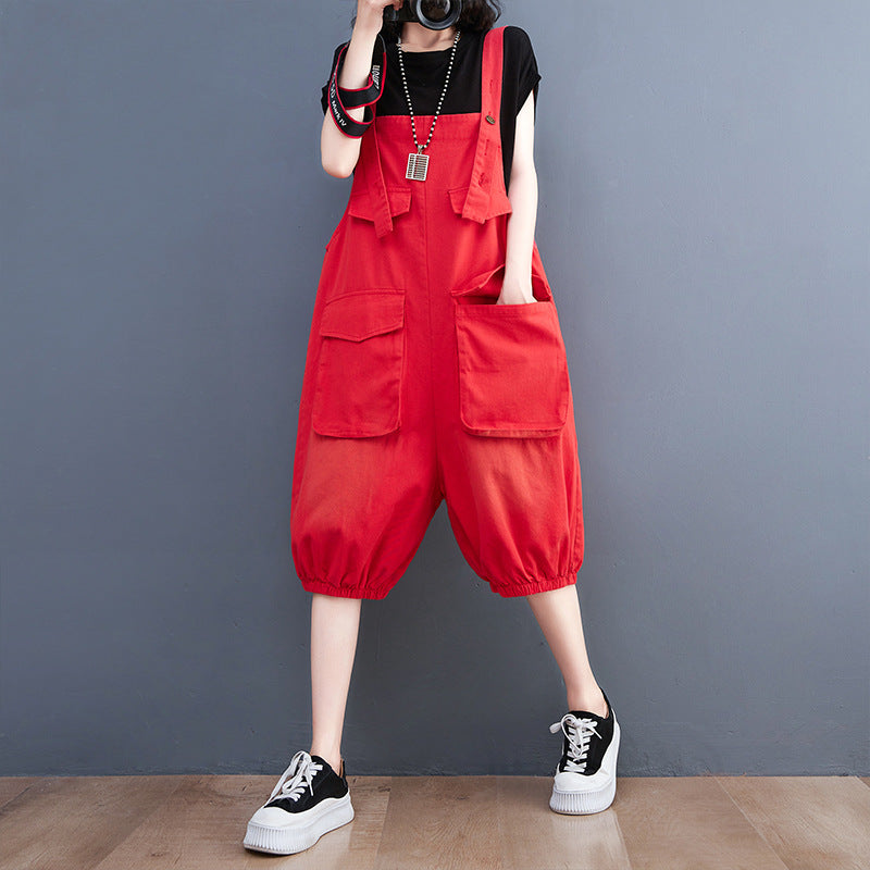 Plus Size Women's Korean Style New Denim Washed Denim Overalls