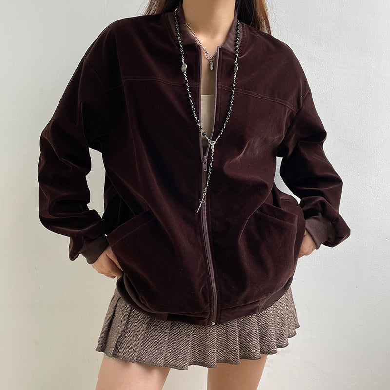 Women's Street Casual All Match Velvet Jacket