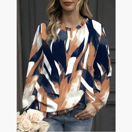 Casual Versatile Contrasting Striped Long Sleeved Shirt