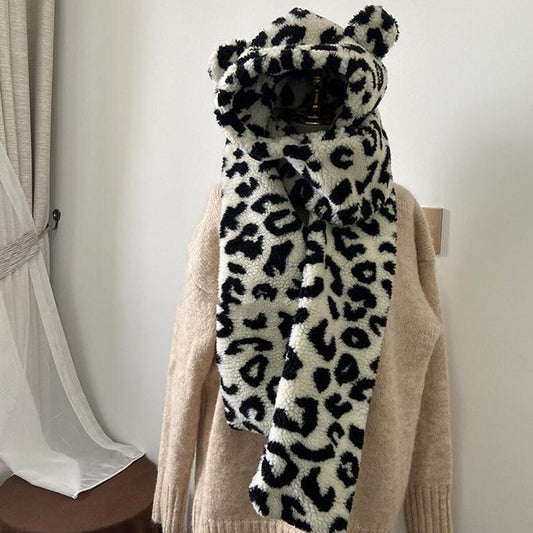 Women's Hat Scarf Integrated Ear Protection Warm Plush Hat