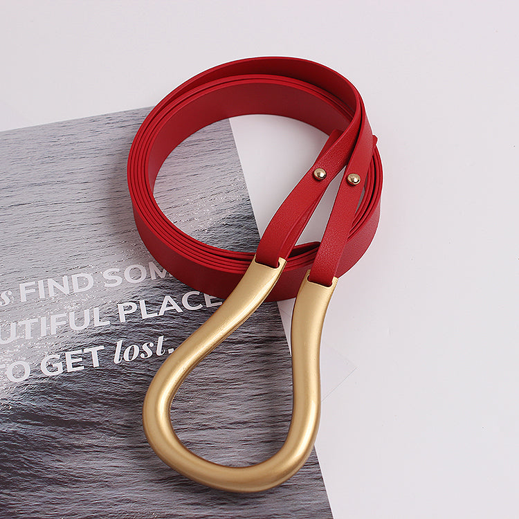 Metal curved large horseshoe buckle belt