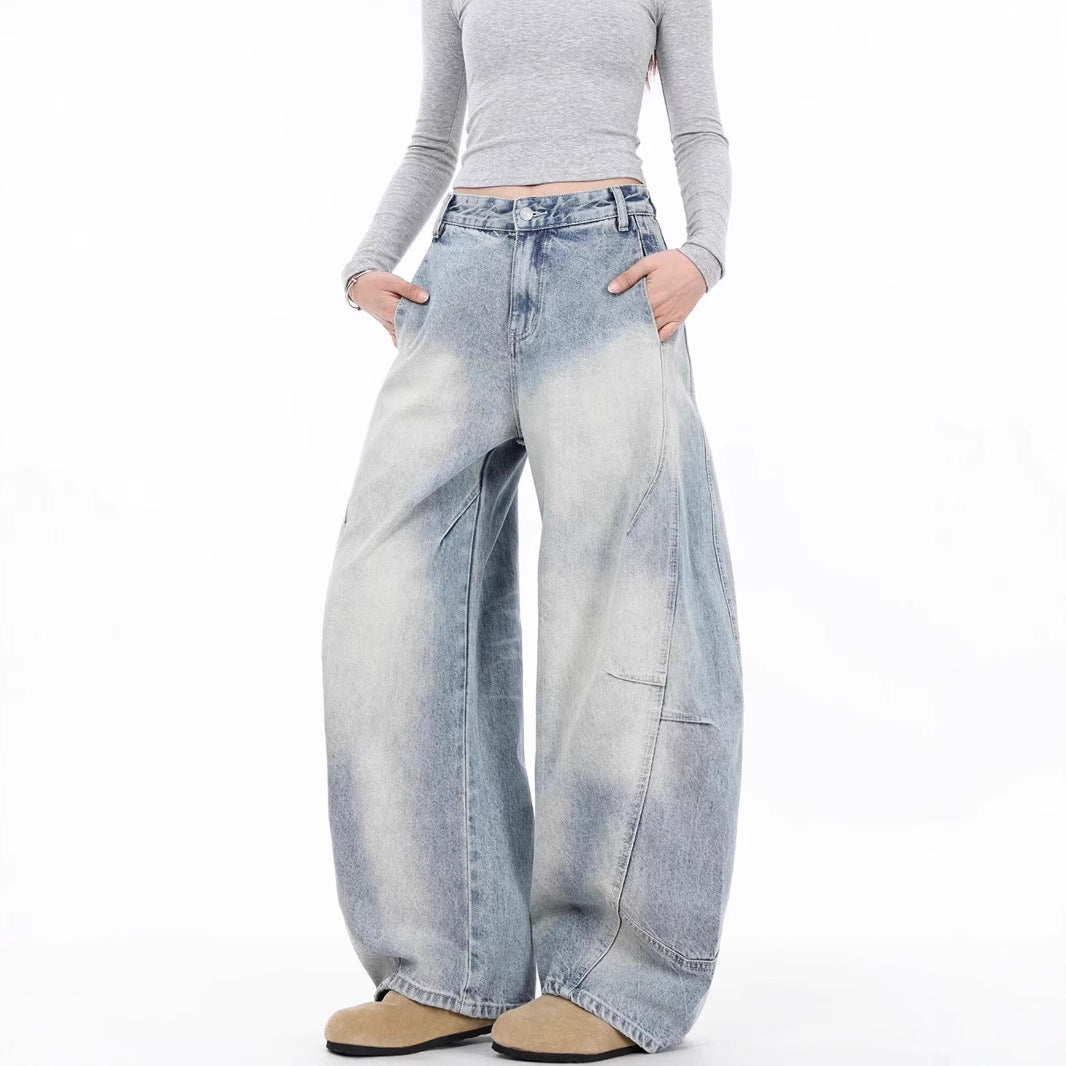 Vintage Rå Straight Wide Leg Jeans
