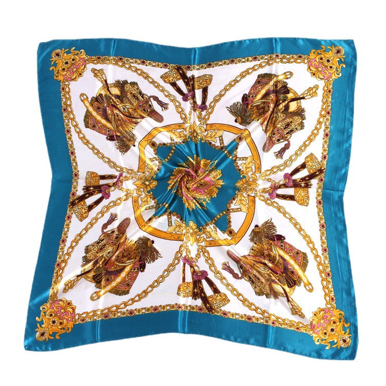 Spring And Autumn Women's Printed 90 Large Kerchief Artificial Silk Floral Scarf